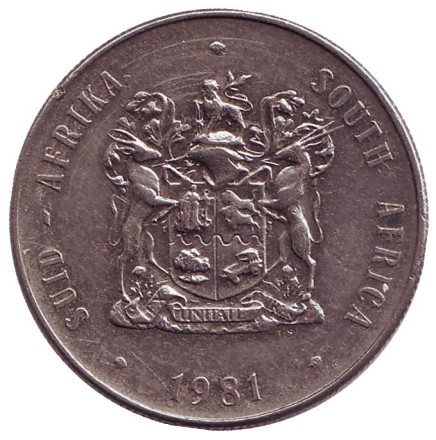 Монета 1 ранд. 1981 год, ЮАР. Газель.