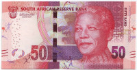 100 лет со дня рождения Нельсона Манделы. Банкнота 50 рандов. 2018 год, ЮАР.