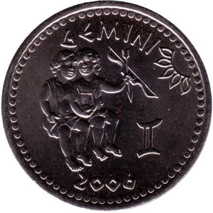 Монета 10 шиллингов. 2006 год, Сомалиленд. Серия "Знаки зодиака". Близнецы.