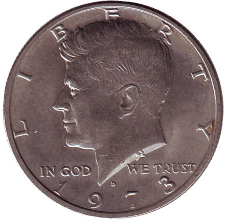 Монета 50 центов. 1973 год (D), США. Джон Кеннеди.