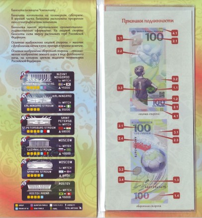 Буклет для памятной банкноты "Чемпионат мира по футболу 2018". "Секреты купюр". Буклет для памятной банкноты "Чемпионат мира по футболу 2018". "Секреты купюр".