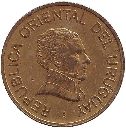 Монета 1 песо. 1998 год, Уругвай. Монета 1 песо. 1998 год, Уругвай.