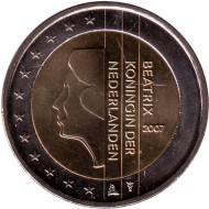 Монета 2 евро. 2007 год, Нидерланды. Монета 2 евро. 2007 год, Нидерланды.