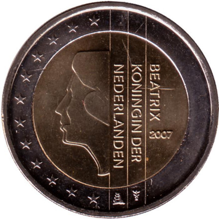 Монета 2 евро. 2007 год, Нидерланды.