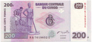 Банкнота 200 франков. 2007 год, Конго.
