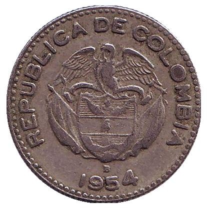 Монета 10 сентаво. 1954 год, Колумбия. Вождь Каларка. Монета 10 сентаво. 1954 год, Колумбия. Вождь Каларка.