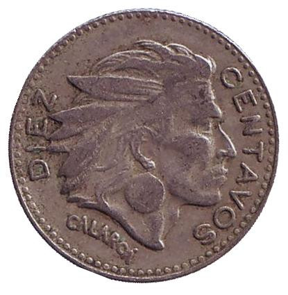 Монета 10 сентаво. 1954 год, Колумбия. Вождь Каларка.