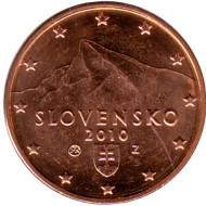 Монета 1 цент. 2010 год, Словакия. Монета 1 цент. 2010 год, Словакия.
