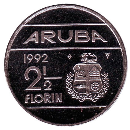 Монета 2,5 флорина. 1992 год, Аруба. UNC.