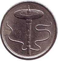 Монета 5 сен. 1996 год, Малайзия. Волчок. Монета 5 сен. 1996 год, Малайзия. Волчок.