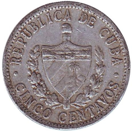 Монета 5 сентаво. 1968 год, Куба. Монета 5 сентаво. 1968 год, Куба.