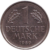 Монета 1 марка. 1989 год (J), ФРГ. Монета 1 марка. 1989 год (J), ФРГ.