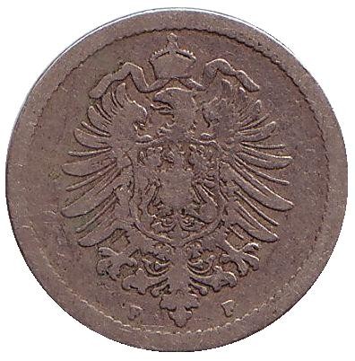 Монета 5 пфеннигов. 1875 год (F), Германская империя.