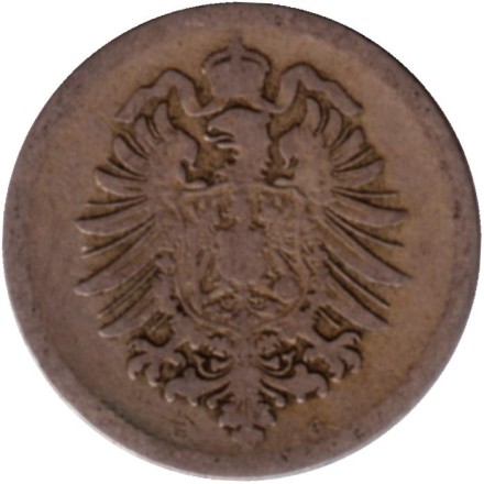 Монета 10 пфеннигов. 1876 год (G), Германская империя.