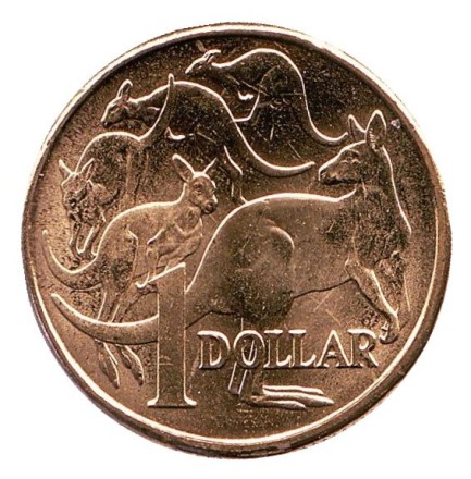 Монета 1 доллар. 2016 год, Австралия. 50 лет с момента перехода на десятичную систему национальной валюты. Кенгуру. Монета 1 доллар. 2016 год, Австралия. 50 лет с момента перехода на десятичную систему национальной валюты. Кенгуру.