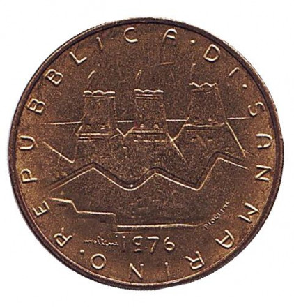 Монета 20 лир. 1976 год, Сан-Марино. Руки.