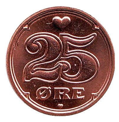 Монета 25 эре. 2003 год, Дания. BU.