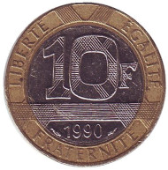 Монета 10 франков. 1990 год, Франция. Монета 10 франков. 1990 год, Франция.