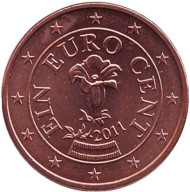 Монета 1 цент. 2011 год, Австрия. Монета 1 цент. 2011 год, Австрия.