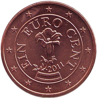 Монета 1 цент, 2011 год, Австрия.