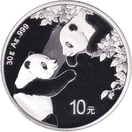 Монета 10 юаней, 2023 год, Китай. Панда.