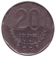 Монета 20 колонов. 1994 год, Коста-Рика. Монета 20 колонов. 1994 год, Коста-Рика.