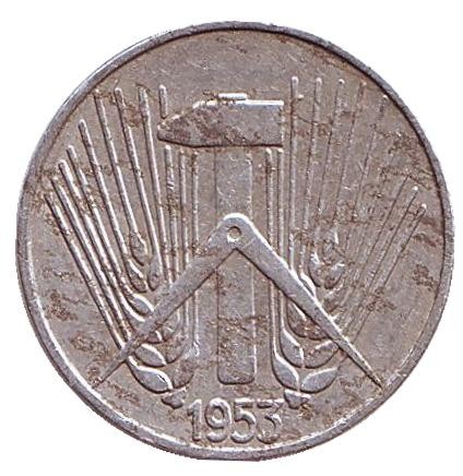 Монета 5 пфеннигов. 1953 (E) год, ГДР.
