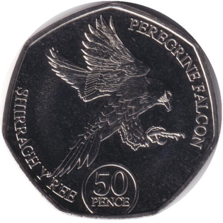 Монета 50 пенсов. 2023 год, Остров Мэн. Сапсан.