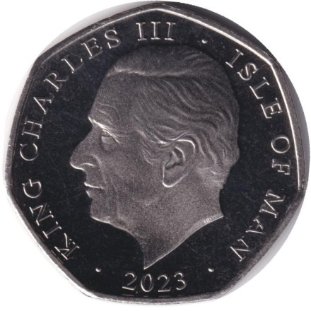 Монета 50 пенсов. 2023 год, Остров Мэн. Сапсан.