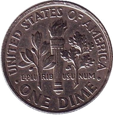 Монета 10 центов. 2014 (D) год, США. Рузвельт.