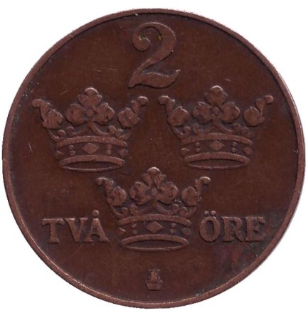 Монета 2 эре. 1912 год, Швеция. Монета 2 эре. 1912 год, Швеция.