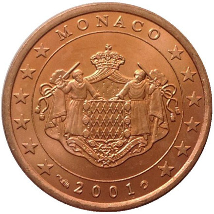 Монета 5 центов. 2001 год, Монако.