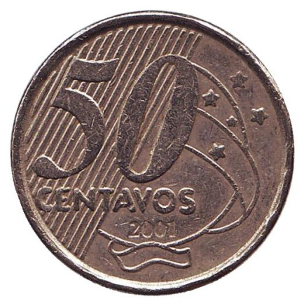 Монета 50 сентаво. 2001 год, Бразилия. Хосе Паранхос. Монета 50 сентаво. 2001 год, Бразилия. Хосе Паранхос.