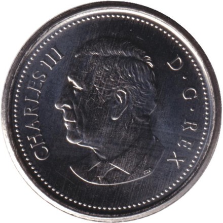 Монета 10 центов 2025 год Канада. Карл III.