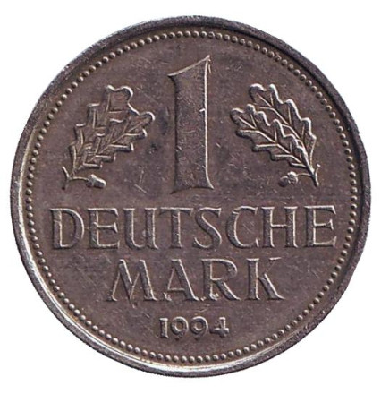Монета 1 марка. 1994 год (F), ФРГ.