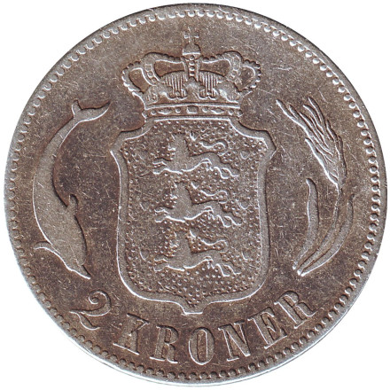 Монета 2 кроны. 1875 год, Дания. Король Кристиан IX.