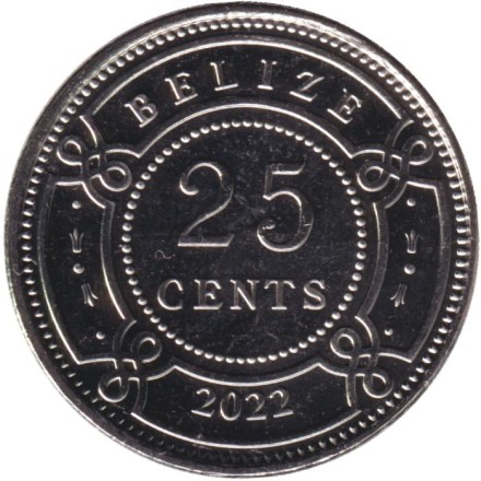 Монета 25 центов. 2022 год, Белиз. Монета 25 центов. 2022 год, Белиз.