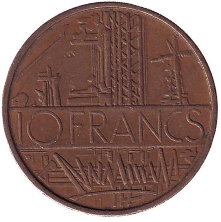 Монета 10 франков. 1974 год, Франция.