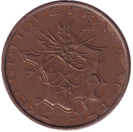 Монета 10 франков. 1974 год, Франция. Монета 10 франков. 1974 год, Франция.