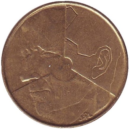 Монета 5 франков. 1993 год, Бельгия (Belgique).