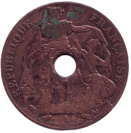 Монета 1 сантим. 1919 год (A), Французский Индокитай. Монета 1 сантим. 1919 год (A), Французский Индокитай.