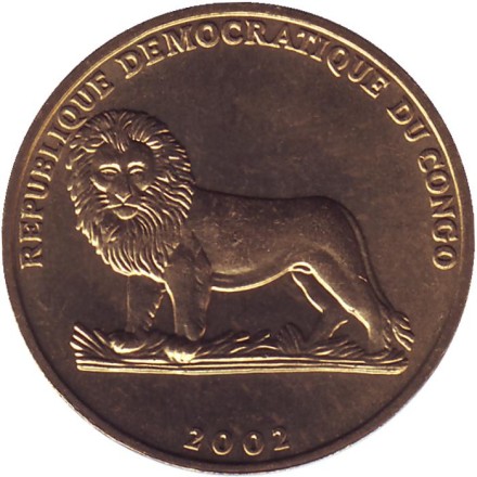 Монета 1 франк. 2002 год, Конго. Петух. Монета 1 франк. 2002 год, Конго. Петух.