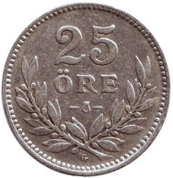 Монета 25 эре. 1936 год, Швеция. Монета 25 эре. 1936 год, Швеция.