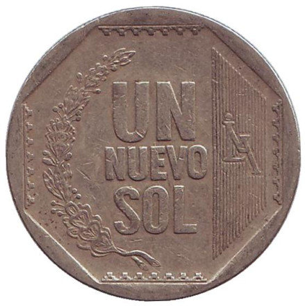 Монета 1 новый соль. 2002 год, Перу.