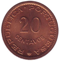 Монета 20 сентаво. 1971 год, Сан-Томе и Принсипи. Монета 20 сентаво. 1971 год, Сан-Томе и Принсипи.