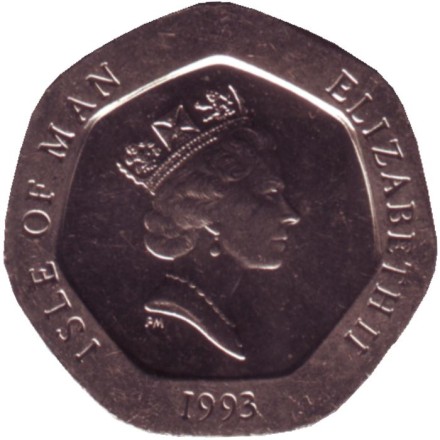 Монета 20 пенсов. 1993 год, Остров Мэн. Комбайн.