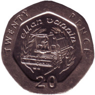 Монета 20 пенсов. 1993 год, Остров Мэн. Комбайн. Монета 20 пенсов. 1993 год, Остров Мэн. Комбайн.