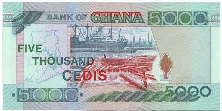Банкнота 5000 седи. 1998 год, Гана. Банкнота 5000 седи. 1998 год, Гана.