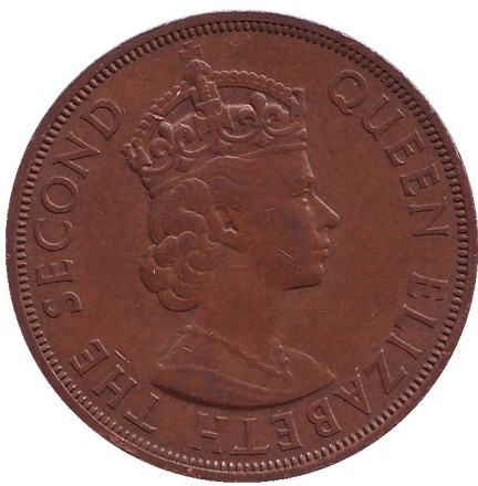 Монета 2 цента. 1960 год, Восточно-Карибские государства. Монета 2 цента. 1960 год, Восточно-Карибские государства.