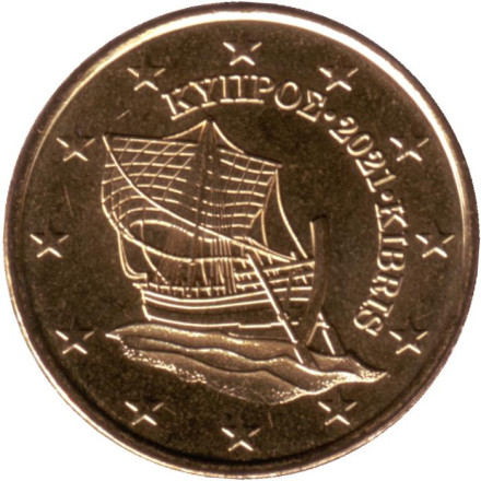 Монета 10 центов. 2021 год, Кипр.